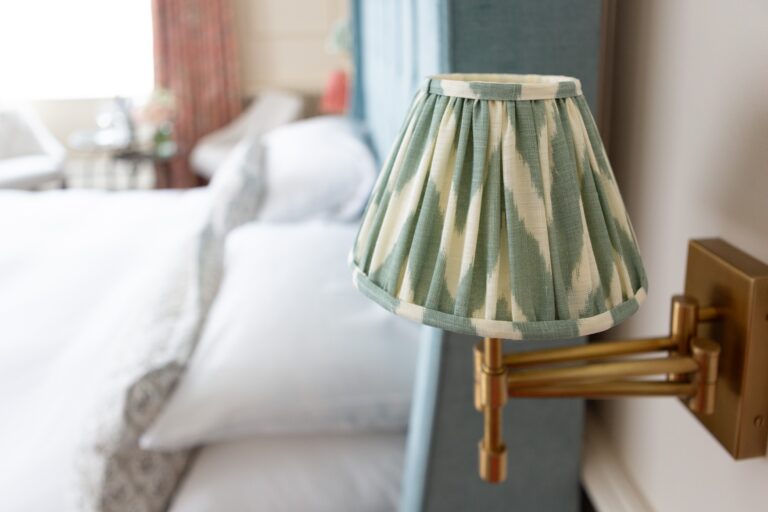 Bedroom lamp and linen, West Lodge Park