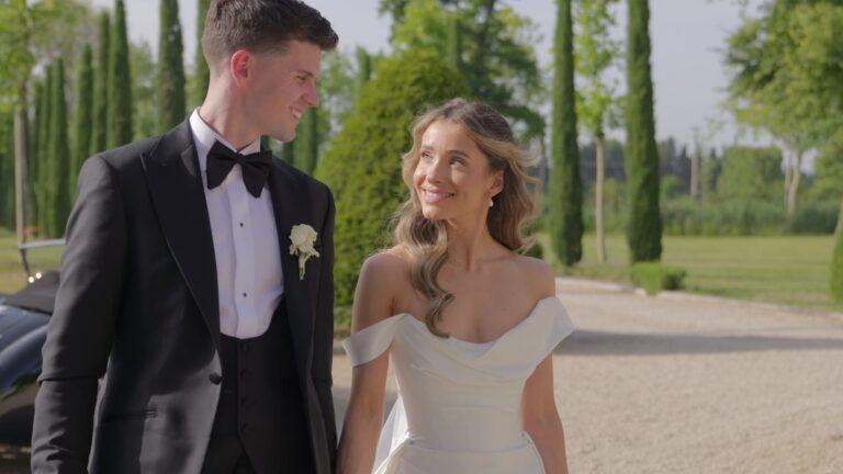 Charlotte and Sam in the grounds of Château de Tourreau, Provence (film still), Whitesfilm Wedding Videography