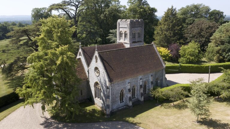 St Swithun's church and its Saxon tower, a few yards from the house, Wickham House