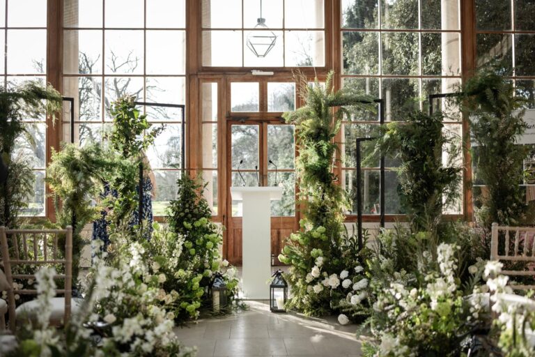 A pared-back white and green showcase aisle, Kew Gardens, Wildabout