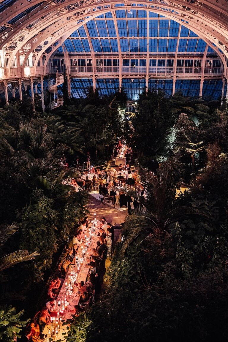 Wedding celebrations beneath the glass vault of the Temperate House, Kew Gardens, Wildabout