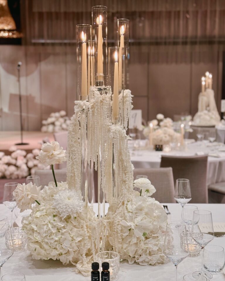 Candlelit table centres for Tony and Stavros's wedding, The Londoner, Wildabout