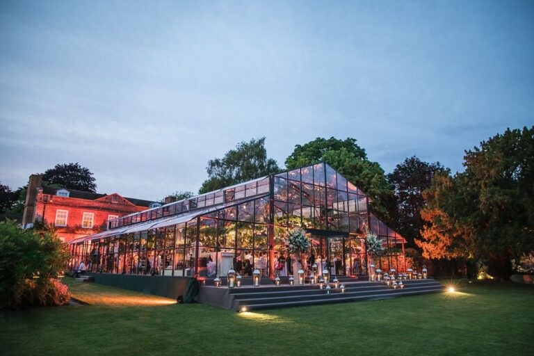 The venue at dusk, Gabrielle and Tom's wedding, July 2019, Wildabout