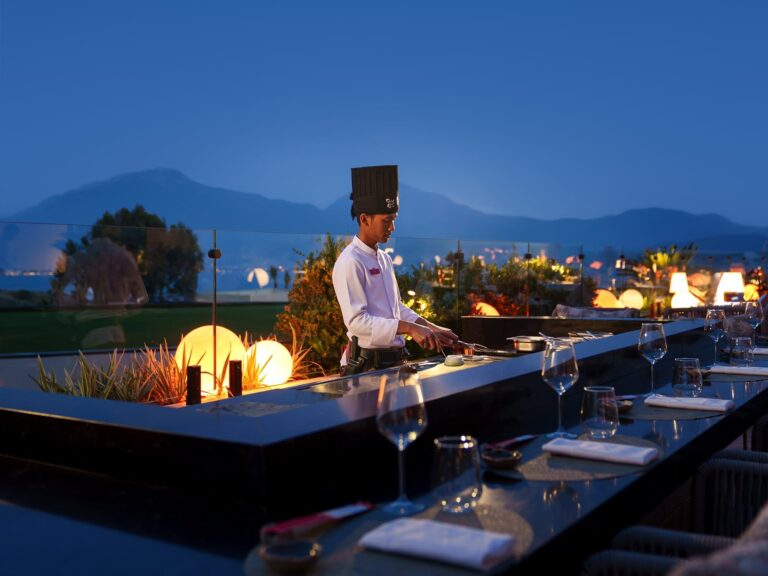 XO Cape Arnna: The beach restaurant at dusk