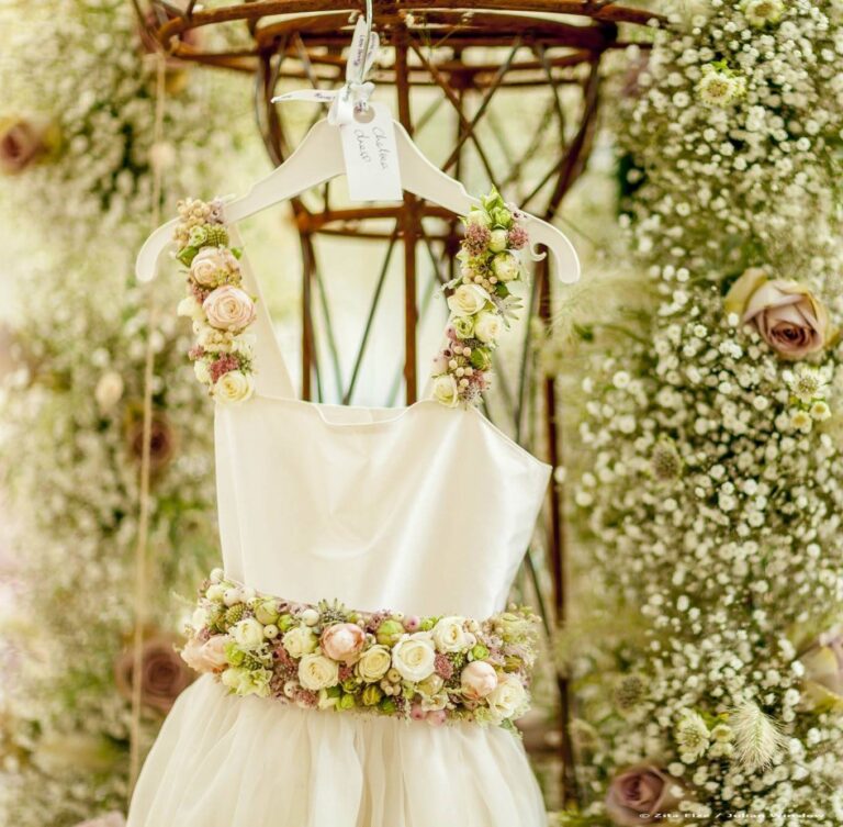 A hand-embroidered gown, ready for its Chelsea Flower Show debut, Zita Elze